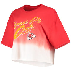 Patrick Mahomes Kansas City Chiefs Majestic Threads Women's Dip-Dye Player Name & Number Crop Top - Red/White cheap