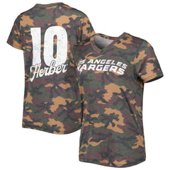 Justin Herbert Los Angeles Chargers Majestic Threads Women's Name & Number V-Neck Tri-Blend T-Shirt - Camo for sale