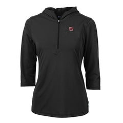 New York Giants Cutter & Buck Women's Virtue Eco Pique Half-Zip 3/4 Sleeve Pullover Hoodie - Black discount