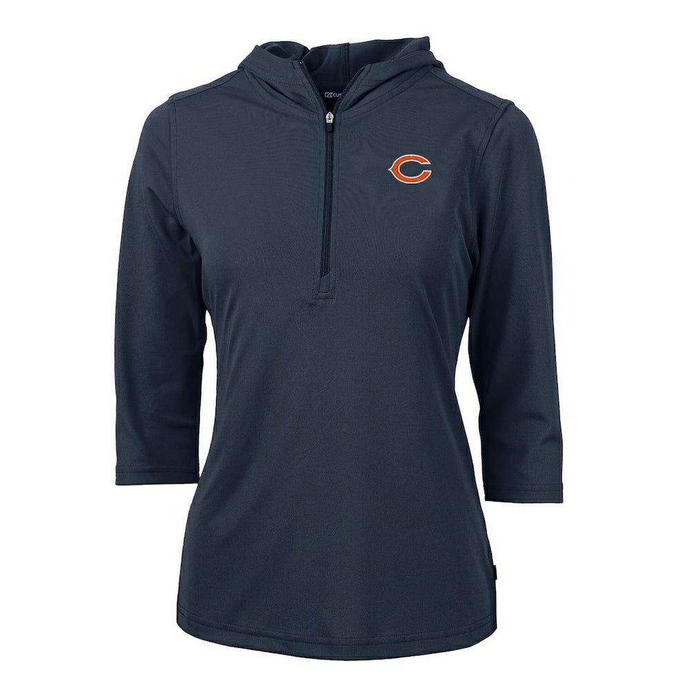 Chicago Bears Cutter & Buck Women's Virtue Eco Pique Half-Zip 3/4 Sleeve Pullover Hoodie - Navy sale