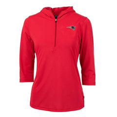 New England Patriots Cutter & Buck Women's Virtue Eco Pique Half-Zip 3/4 Sleeve Pullover Hoodie - Red sale