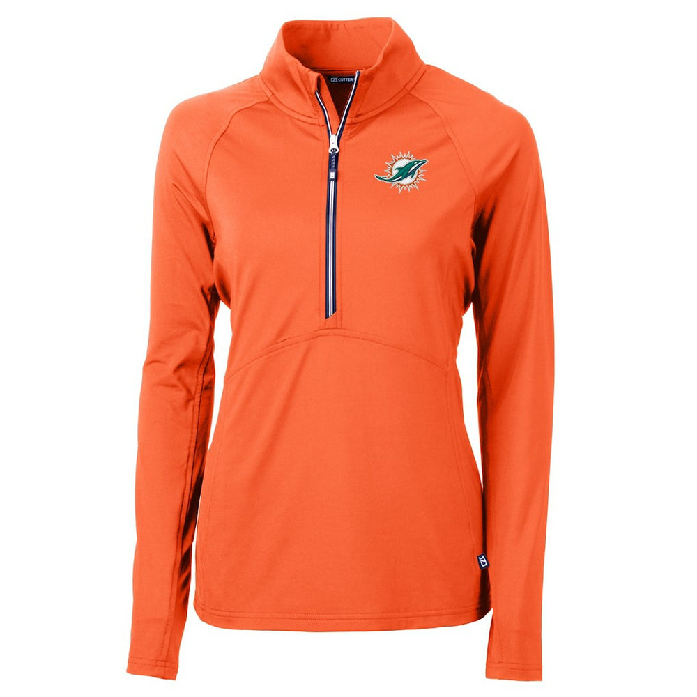 Miami Dolphins Cutter & Buck Women's Adapt Eco Knit Half-Zip Pullover Jacket - Orange discount