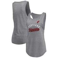 Portland Trail Blazers Women's Quality Time Open Scoop Neck Tri-Blend Tank Top - Heathered Gray | Fanatics for sale