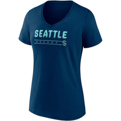 Seattle Kraken Fanatics Women's Parent 2-Pack V-Neck T-Shirt Set Deep Sea Blue/Gray