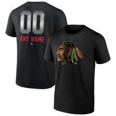 Chicago Blackhawks Personalized Midnight Mascot Logo T-Shirt Black