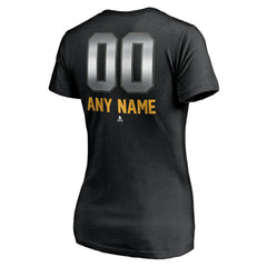 Anaheim Ducks Women's Personalized Midnight Mascot Logo V-Neck T-Shirt Black