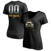 Boston Bruins Women's Personalized Midnight Mascot Logo V-Neck T-Shirt Black