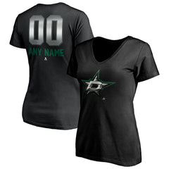 Dallas Stars Women's Personalized Midnight Mascot Logo V-Neck T-Shirt Black