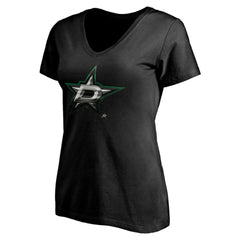 Dallas Stars Women's Personalized Midnight Mascot Logo V-Neck T-Shirt Black