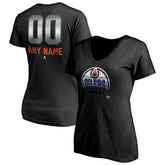 Edmonton Oilers Women's Personalized Midnight Mascot Logo V-Neck T-Shirt Black