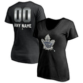 Toronto Maple Leafs Women's Personalized Midnight Mascot Logo V-Neck T-Shirt Black