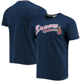 Atlanta Braves Homage Hand-Drawn Logo Tri-Blend T-Shirt - Navy
