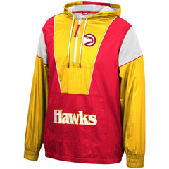 Atlanta Hawks Hardwood Classics Highlight Reel Windbreaker Half-Zip Hoodie Jacket - Red/Yellow | Mitchell & Ness for sale