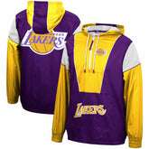 Los Angeles Lakers Hardwood Classics Highlight Reel Windbreaker Half-Zip Hoodie Jacket - Purple/Gold | Mitchell & Ness sale