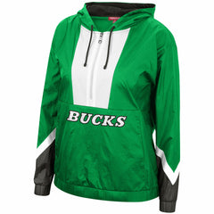 Milwaukee Bucks Women's Half-Zip Windbreaker 2.0 Hoodie - Green | Mitchell & Ness online