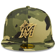 Miami Marlins 2022 Armed Forces Day On-Field 59FIFTY Fitted Hat - Camo | New Era