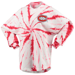Montreal Canadiens Women's Spiral Tie-Dye Long Sleeve T-Shirt Red