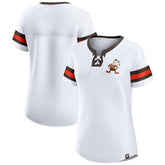 Cleveland Browns Women's Brownie The Elf Gridiron Classics Sunday Best Lace-Up T-Shirt - White for sale