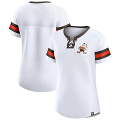 Cleveland Browns Women's Brownie The Elf Gridiron Classics Sunday Best Lace-Up T-Shirt - White for sale