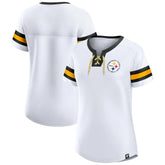 Pittsburgh Steelers Women's Sunday Best Lace-Up T-Shirt - White outlet