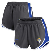 Los Angeles Rams Women's Team Logo Performance Tempo Shorts - Charcoal | Nike for sale