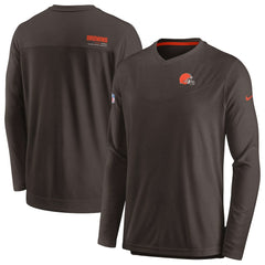 Cleveland Browns Sideline Coach Chevron Lock Up Long Sleeve V-Neck Performance T-Shirt - Brown | Nike discount