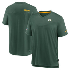 Green Bay Packers Sideline Coach Chevron Lock Up Logo V-Neck Performance T-Shirt - Heather Kelly Green | Nike on sale