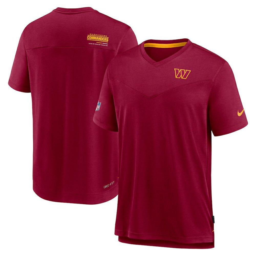 Washington Commanders Sideline Coach Chevron Lock Up Logo V-Neck Performance T-Shirt - Burgundy | Nike sale