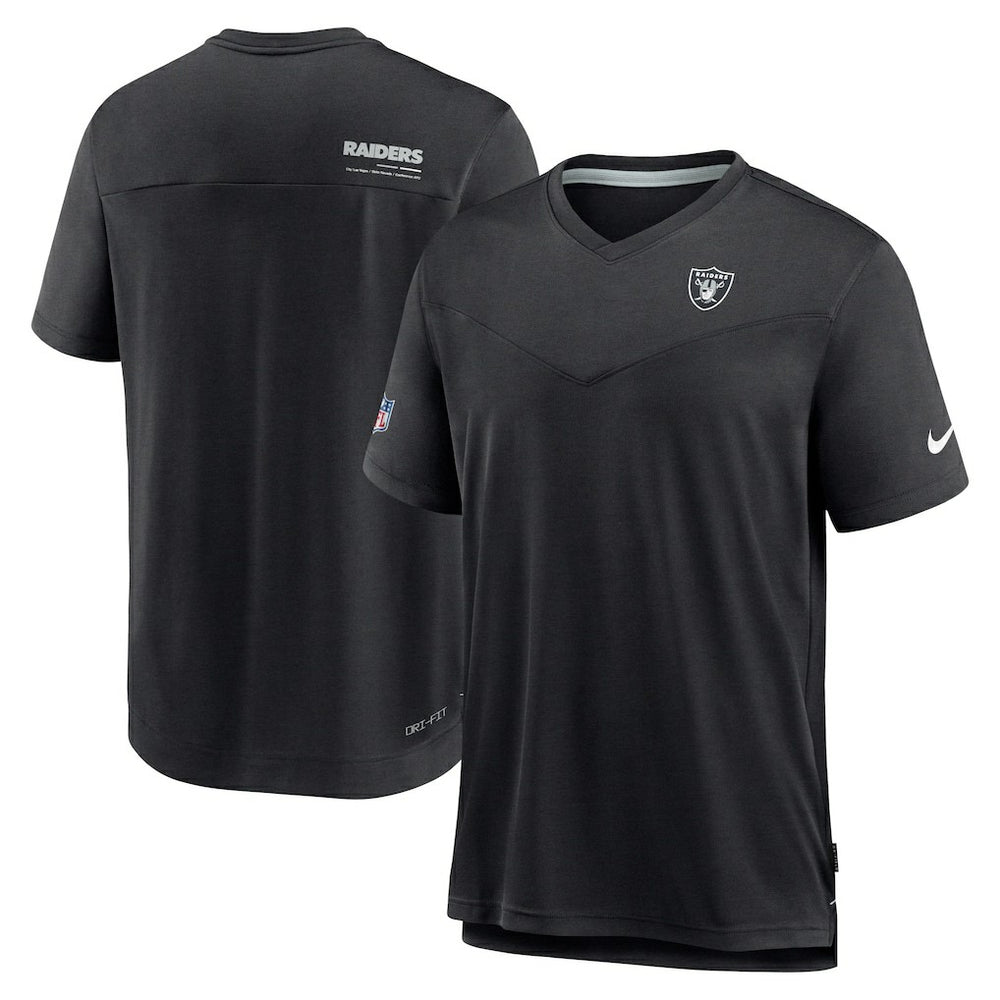 Las Vegas Raiders Sideline Coach Chevron Lock Up Logo V-Neck Performance T-Shirt - Black | Nike discount