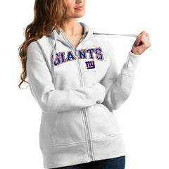New York Giants Antigua Women's Wordmark Victory Full-Zip Hoodie - White outlet