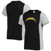 Los Angeles Chargers Refried Apparel Sustainable Split T-Shirt - Black/Heathered Gray discount