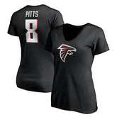 Kyle Pitts Atlanta Falcons Women's Player Icon Name & Number V-Neck T-Shirt - Black online