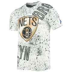 Brooklyn Nets FISLL Gold Foil Splatter Print T-Shirt - White outlet