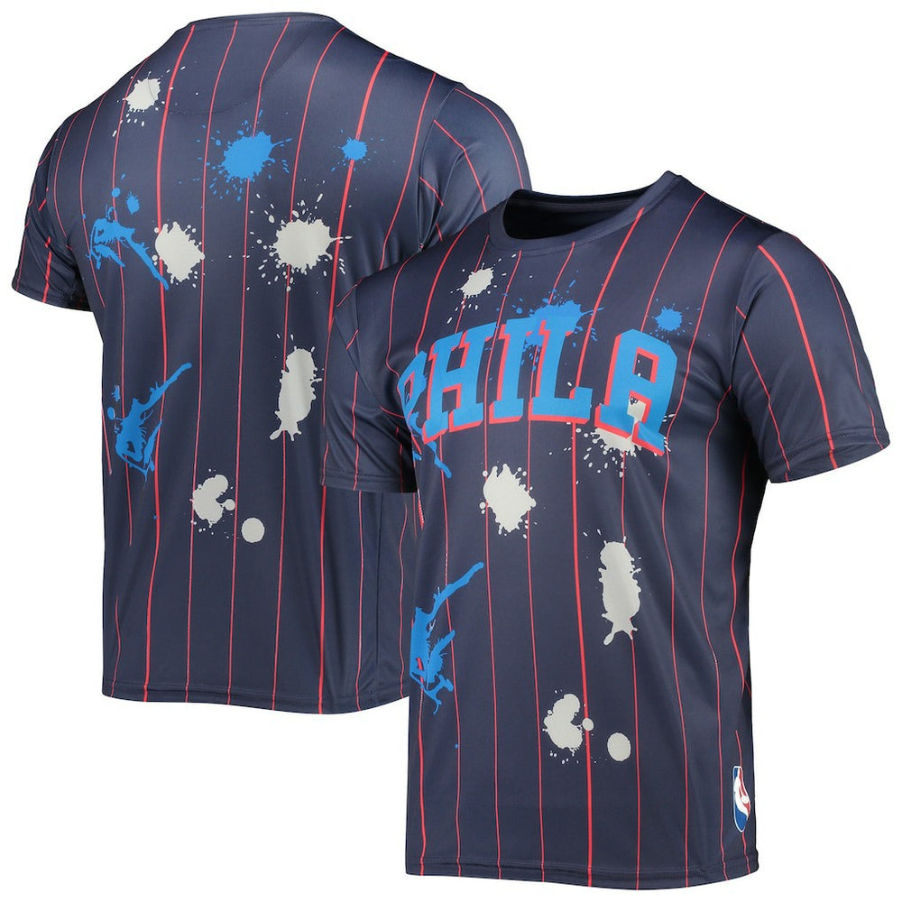 Philadelphia 76ers FISLL Striped Splatter T-Shirt - Navy discount