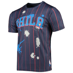 Philadelphia 76ers FISLL Striped Splatter T-Shirt - Navy discount