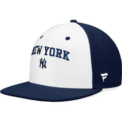 New York Yankees Iconic Color Blocked Fitted Hat - White/Navy