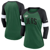 New York Jets Women's Football Pride Raglan 3/4-Sleeve T-Shirt - Heather Green/Heather Black | Nike online