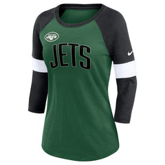 New York Jets Women's Football Pride Raglan 3/4-Sleeve T-Shirt - Heather Green/Heather Black | Nike online