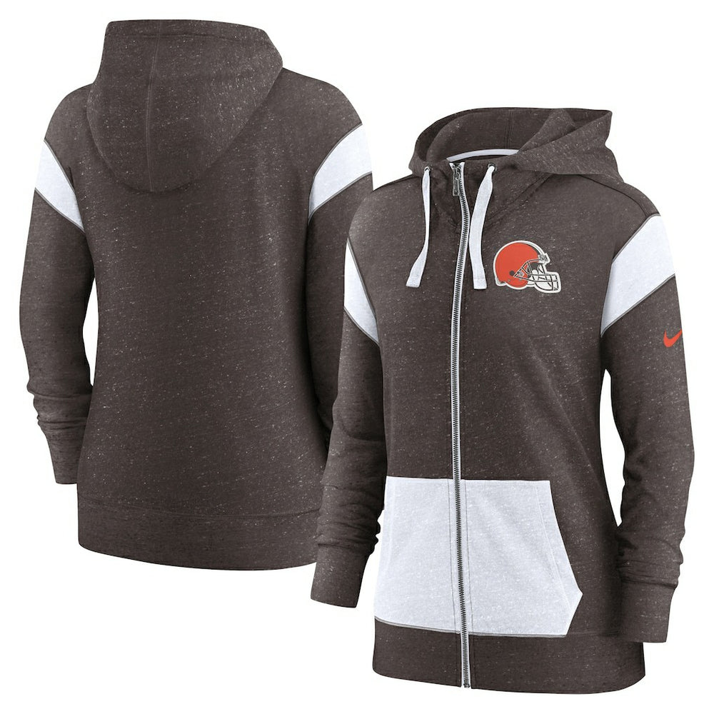 Cleveland Browns Women's Monaco Lightweight Full-Zip Hoodie - Brown/White | Nike for sale
