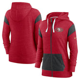 San Francisco 49ers Women's Monaco Lightweight Full-Zip Hoodie - Scarlet/Heather Black | Nike sale