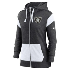 Las Vegas Raiders Women's Plus Size Monaco Full-Zip Lightweight Hoodie - Heather Black/White | Nike discount