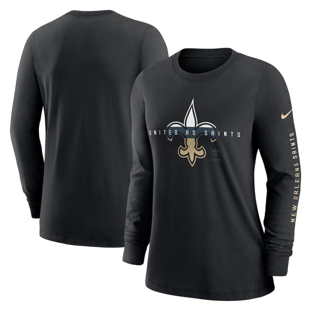 New Orleans Saints Women's Prime Split Long Sleeve T-Shirt - Black | Nike cheap