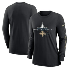 New Orleans Saints Women's Prime Split Long Sleeve T-Shirt - Black | Nike cheap