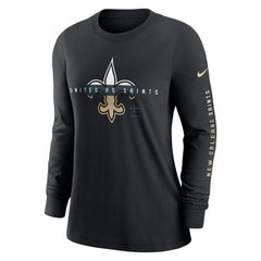 New Orleans Saints Women's Prime Split Long Sleeve T-Shirt - Black | Nike cheap
