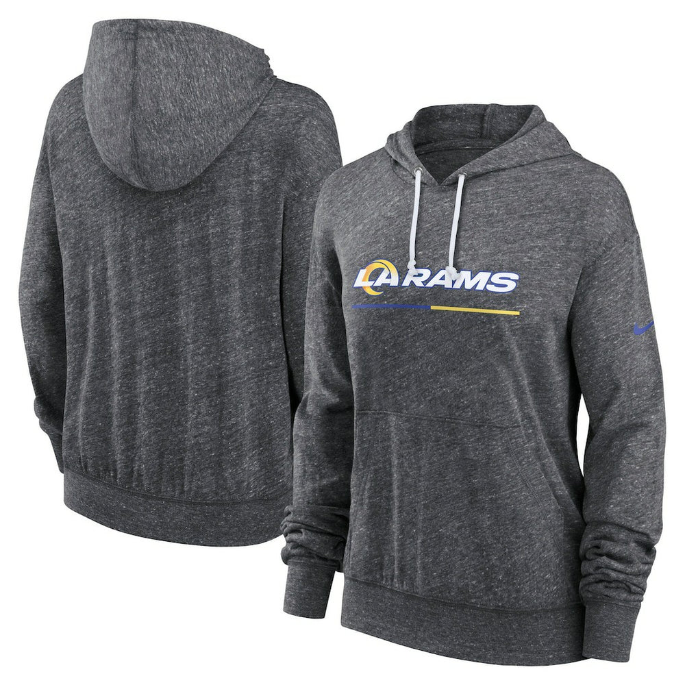 Los Angeles Rams Women's Team Spirit Gym Vintage Lightweight Hoodie Top - Heather Charcoal | Nike discount