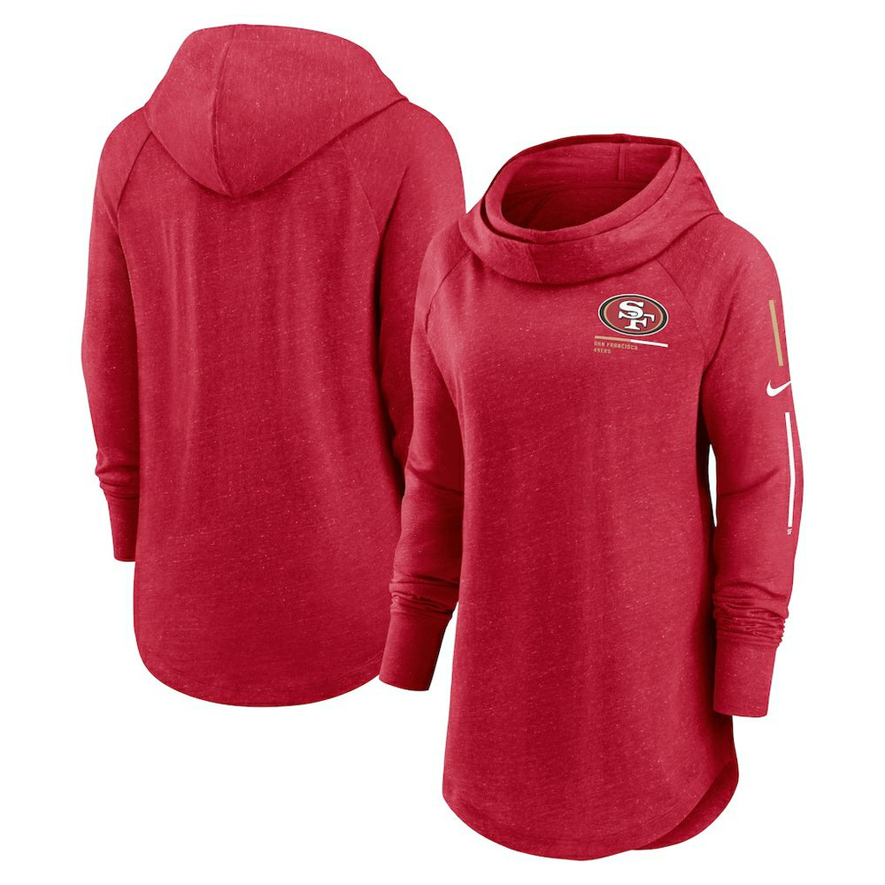 San Francisco 49ers Women's Minimal Statement Lightweight Raglan Funnel Neck Pullover Hoodie - Scarlet | Nike cheap