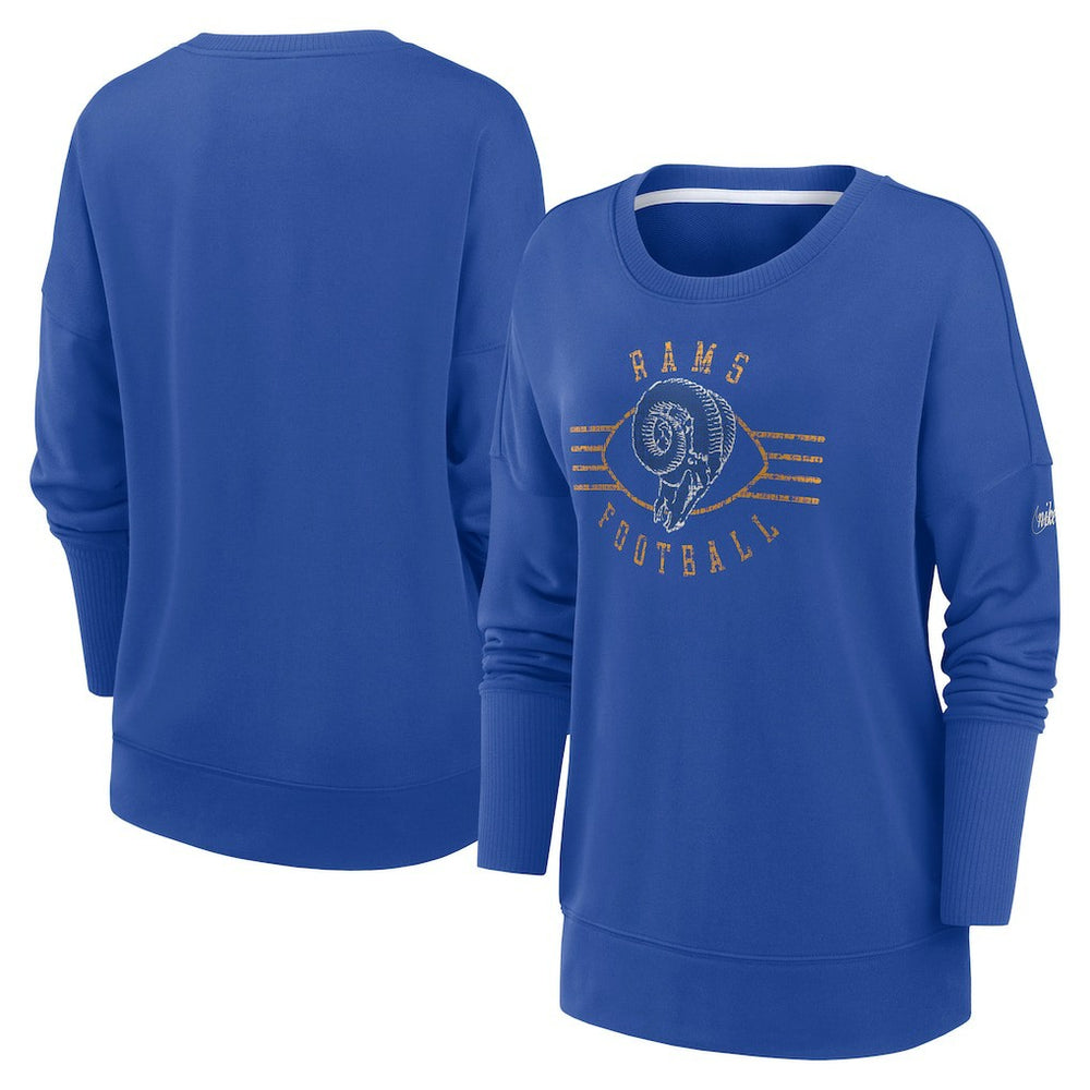 Los Angeles Rams Women's Rewind Playback Icon Performance Pullover Sweatshirt - Royal | Nike for sale