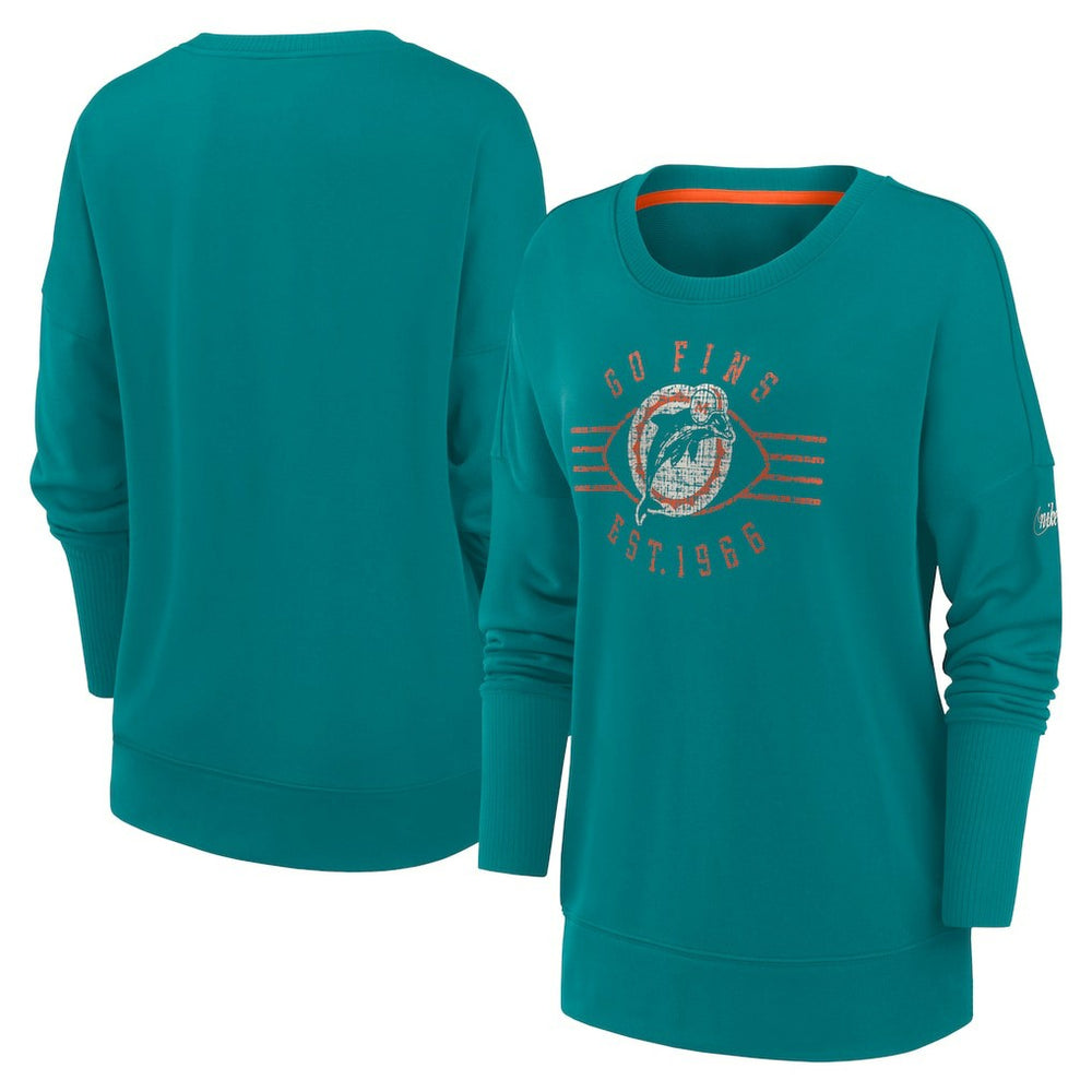 Miami Dolphins Women's Rewind Playback Icon Performance Pullover Sweatshirt - Aqua | Nike outlet
