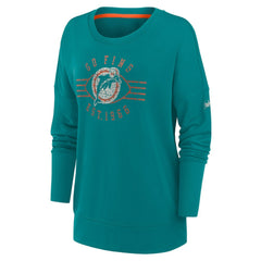 Miami Dolphins Women's Rewind Playback Icon Performance Pullover Sweatshirt - Aqua | Nike outlet