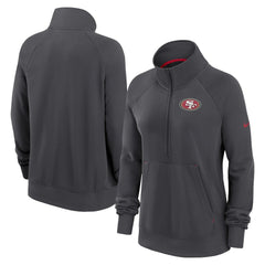 San Francisco 49ers Women's Premium Raglan Performance Half-Zip Sweatshirt - Charcoal | Nike for sale